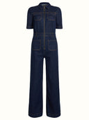 Donkerblauwe denim jumpsuit mira