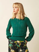 Groene top met opengewerkte details bell