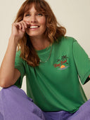 Groen boxy t-shirt met opdruk