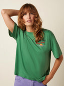 Groen boxy t-shirt met opdruk