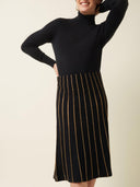 Zwarte midi rok met goudlurex Plume