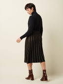 Zwarte midi rok met goudlurex Plume