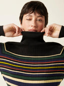 Zwart gestreepte rollneck top ozark