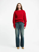 Blauwe barrel jeans chuai