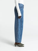 Denim broek met wavy print leila
