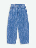 Denim broek met wavy print leila