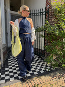 Blauwe wide leg broek hera