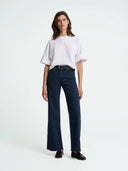 Donkerblauwe flared broek jane 33