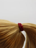 Donkerrood haarelastiek met glitter