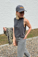 Antraciet top met strikjes elly
