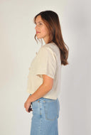 Ecru blouse met strikjes beau