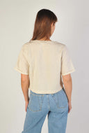 Ecru blouse met strikjes beau