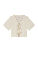 Ecru blouse met strikjes beau