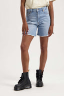 Denim high rise short feline