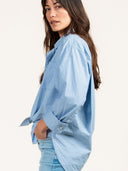 Blauw gestreepte blouse ava