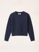 Donkerblauwe trui rose knit