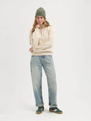 Ecru doris zip knit