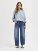 Lichtblauwe evi tencel blouse