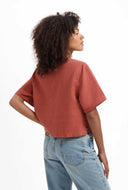 Linnenmix top met strikjes beau