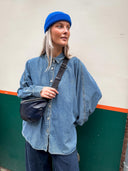 Blauwe wollen beanie