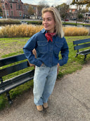 Denim flap pocket blouse