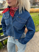 Denim flap pocket blouse