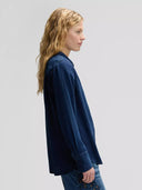 Donkerblauwe regular classic blouse