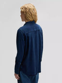 Donkerblauwe regular classic blouse