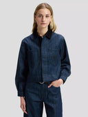 Gestreepte denim chore jacket