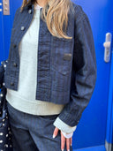 Gestreepte denim chore jacket