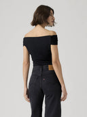 Zwarte off-shoulder top tori