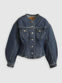 Denim sculpted trucker jacket