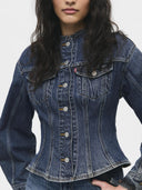 Denim sculpted trucker jacket