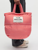 Gestreepte puffer tas light ripstop pillow bag