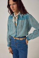 Blauwe gestreepte blouse maria