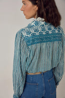 Blauwe gestreepte blouse maria