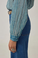 Blauwe gestreepte blouse maria