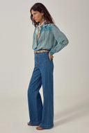 Blauwe gestreepte blouse maria