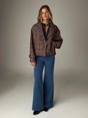 Donkerblauwe blouse met bloemen sabine
