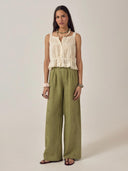 Groene pantalon met embroidery Otto