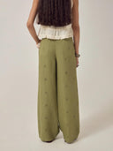 Groene pantalon met embroidery Otto