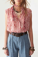 Roze mouwloze blouse lea