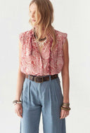 Roze mouwloze blouse lea