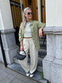 Creme pantalon met barrel fit esteriane