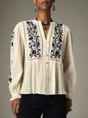 Witte blouse met bloemen morfeo
