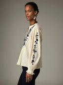 Witte blouse met bloemen morfeo