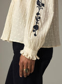 Witte blouse met bloemen morfeo