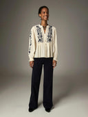 Witte blouse met bloemen morfeo