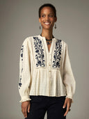 Witte blouse met bloemen morfeo