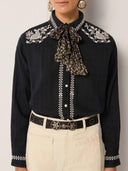 Zwarte blouse met embroidery charro